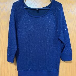 White House Black Market Glittering Navy Sweater